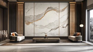 中式客厅 大理石艺术背景墙