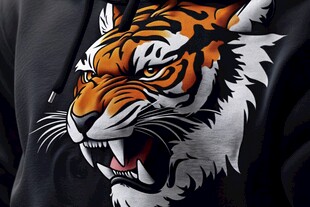 咆哮猛虎图案连帽卫衣