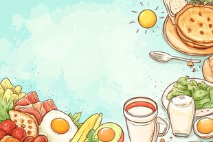 美味早餐插画背景图