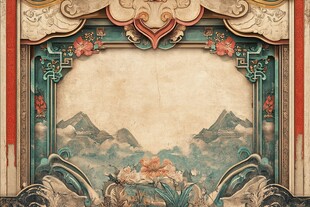 中式古典雕花边框装饰画