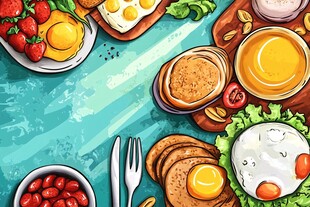 丰盛早餐插画
