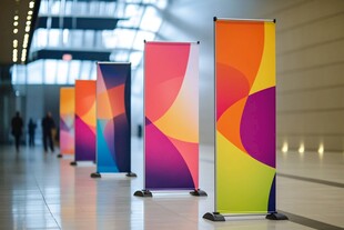 色彩绚丽的展厅广告展架