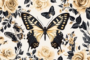 蝶舞繁花图案设计素材