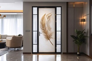 羽毛艺术玻璃门 家居新格调
