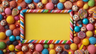 缤纷糖果环绕的彩色框架