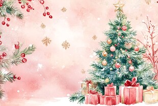 粉色系梦幻圣诞场景图