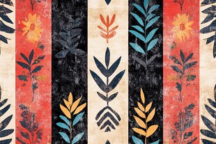 花卉条纹复古风图案设计
