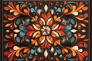 多彩花卉图案装饰画