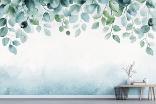 清新绿叶墙面装饰效果图