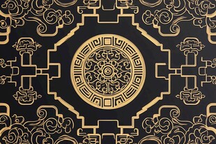 中式黑金古典花纹装饰图案