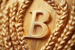 金色比特币符号与麦穗图案