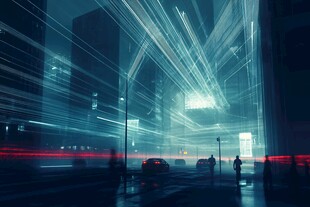 未来都市光影夜景