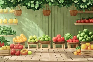 清新蔬果铺的多彩陈列