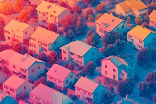 梦幻色调的居民区俯瞰图