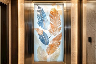 电梯间精美叶脉装饰画