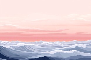 夕阳下翻涌的壮阔海浪