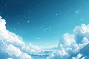 梦幻蓝天与蓬松云朵景观
