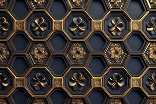 黑金六边形花纹立体背景
