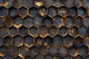 金属六边形锈迹纹理背景