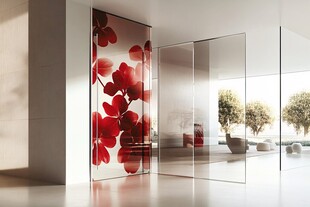 时尚红花玻璃隔断室内景
