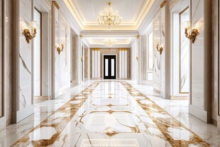 豪华大理石走廊室内美景