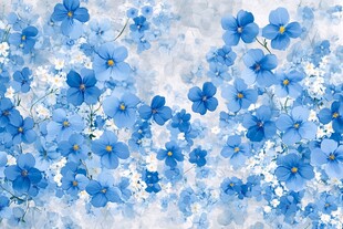 蓝色梦幻花卉水彩背景图