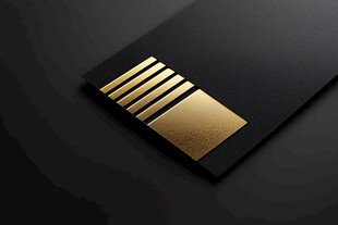 黑色背景上的金色芯片展示