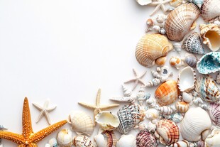 多彩贝壳与海星的海洋角落