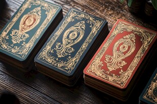 复古精美塔罗牌整齐排列