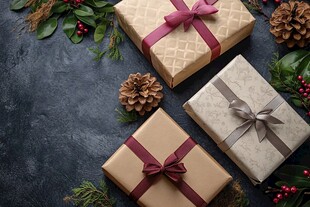 精美节日礼盒与装饰布置