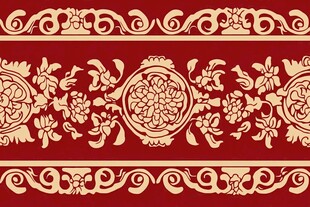 中式古典花纹红色背景图案
