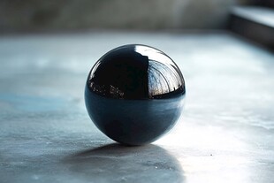 光滑黑球置于灰色平面