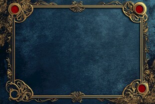 复古金边蓝底装饰背景图