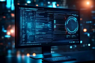 科技屏幕上的代码与数据