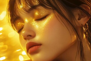 金闪妆容下的迷人少女
