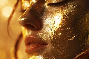 金箔覆面的精致面容