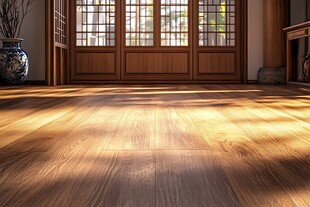 中式房间木地板光影之美