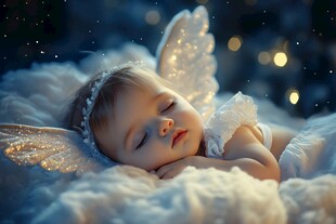 天使宝宝在梦幻云端安睡