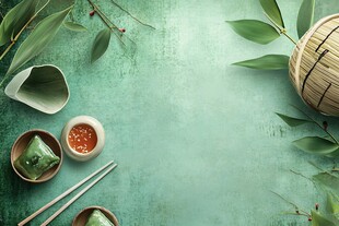 清新风端午美食与绿植布置