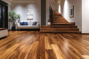 现代客厅木质地板与楼梯