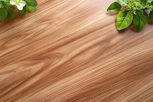 木纹桌面配清新绿植