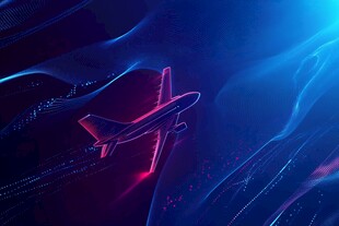 梦幻霓虹飞机穿梭于光影间