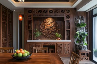 中式典雅客厅的木雕景致