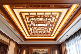 中式典雅雕花吊顶设计