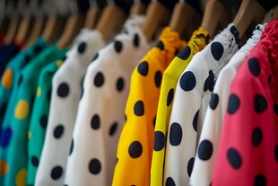多彩波点衣物挂架展示