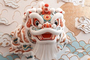 传统舞狮头 国风祥瑞元素