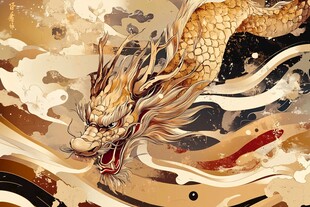 中式水墨龙在云海中翻腾