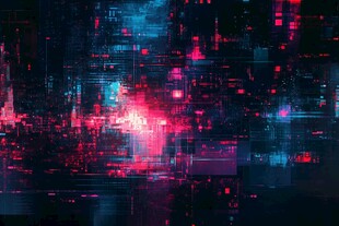 霓虹数字城市夜景画面