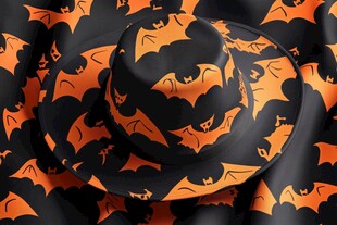 万圣节蝙蝠图案黑色帽子