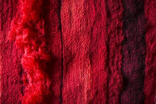 红色毛绒织物纹理特写